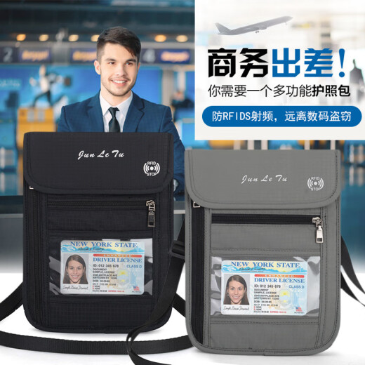 Shantou lincun nuevo japonés para hombres y mujeres Pasaje multifuncional Pasaporte Pasaje Pasaje impermeable Package de almacenamiento Neck Ticket Ticket Passport Passport Light Grey