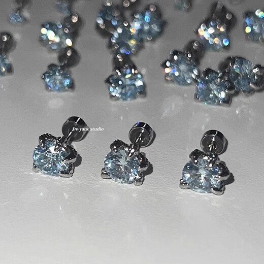 QMXD Exploding Maldives Blue Dragon Claw Ear Bone Nails Women's Titanium Steel Flat Bottom Twist Cochlear Nails Couple Earrings No need to take them off when sleeping.