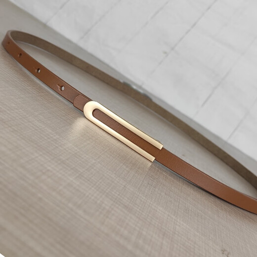 Melece [Selected] New thin genuine leather women's belt simple and versatile elegant cowhide belt with dress skirt for women 11155-light blue 105cm