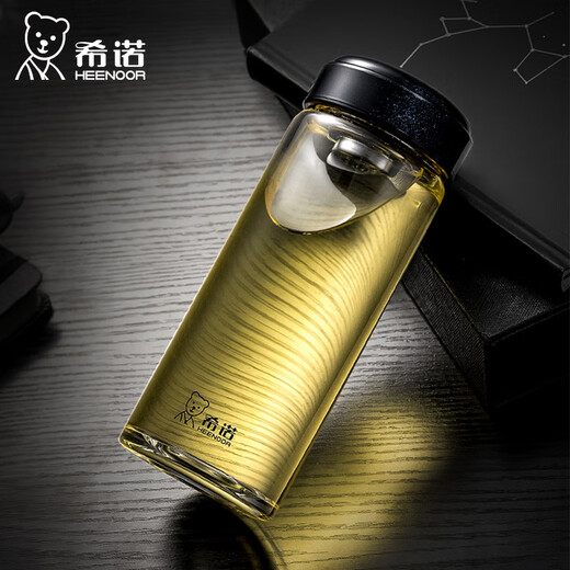 Copa de té de una sola capa de vidrio Sino con malla de filtro para hombres y mujeres a gran capacidad portátil a prueba de disturbios y copa de cristal resistente al calor XN-6193 (280 ml de color verdadero)