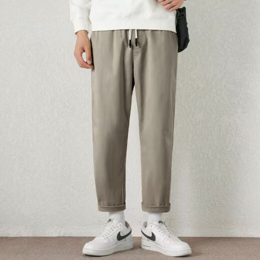 
Jean-Vis summer new casual pants for men loose straight 2025 new tapered nine-point summer comfortable pants 9904 black [cotton breathable high quality] L