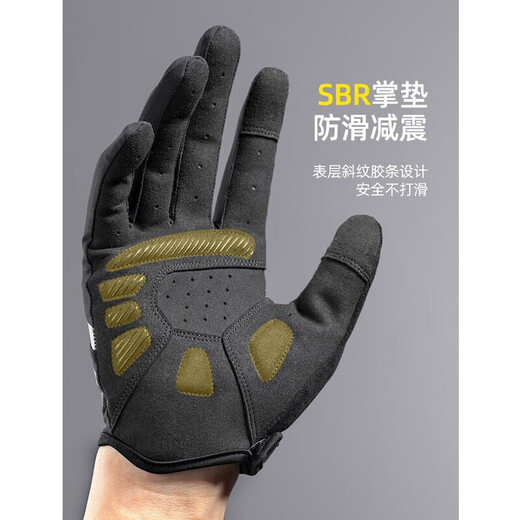 ROCKBROS Cycling Gloves Full Finger Half Finger Cycling Road Bike Gloves Long Finger Men and Women Spring, Summer and Autumn Touch Screen (Long Finger Gloves L)
