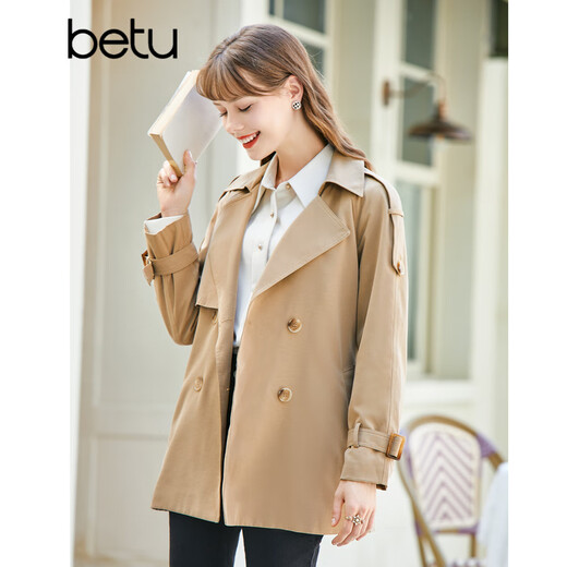 Betu betu betu women's spring and autumn British style khaki spring and autumn temperament windbreaker jacket 2201T36 Khaki L