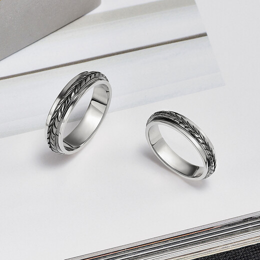 Lukfook Jewelry Platinum 950 Grass Pattern Platinum Ring Couple Ring Single Closed Ring Price EFT1P4C0103 No. 13-5.67g (including labor cost 754 yuan) Women's model
