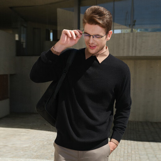 K-Boxing Men's Sweater Knitwear Half Turtle Collar Cashmere Sweater | NYEE3531 Black 190/3XL