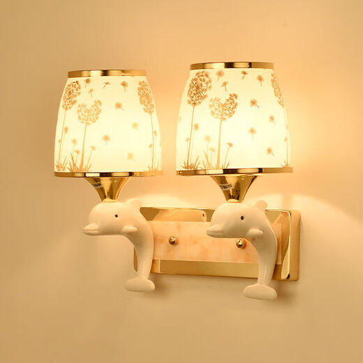 FENGLANQ wall lamp bedside lamp Nordic modern European style simple creative led American bedroom living room aisle staircase wall lamp 045 double head switch at home -.LED