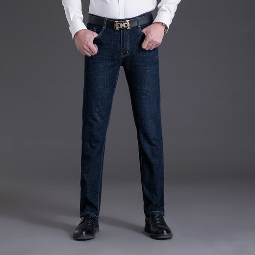 
Old man's head jeans men's summer thin loose straight wash high waist business casual young and middle-aged long pants men's trend IG3892 black 29