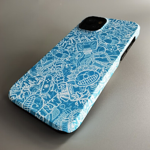 meskins 适用苹果iPhone16手机壳创意保护壳全彩双层防摔磨砂双层硅胶软硬壳支持来图定制莫兰迪蓝色新款 【亲肤手感双层壳】829 iPhone14promax