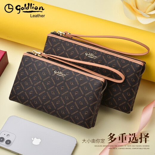 
Goldlion wallet women's long zipper 2025 new handbag women's large capacity hand-held clutch bag mother's mobile phone bag large size [official authorization - one fake one and ten fines]