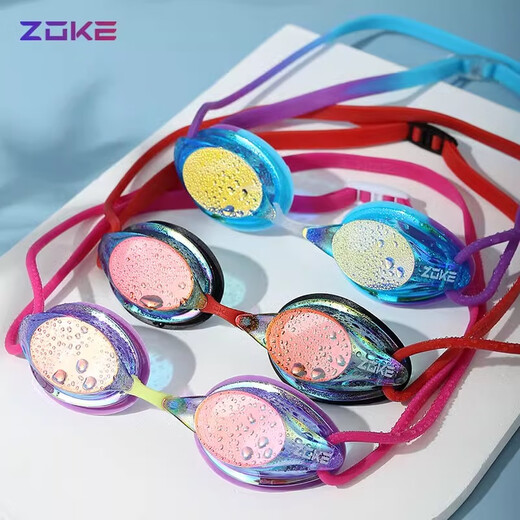 洲克（ZOKE）儿童泳镜男女童防水防雾高清游泳眼镜近视泳镜成人竞速镀膜游泳镜 黑红 镀膜款 622501211-7