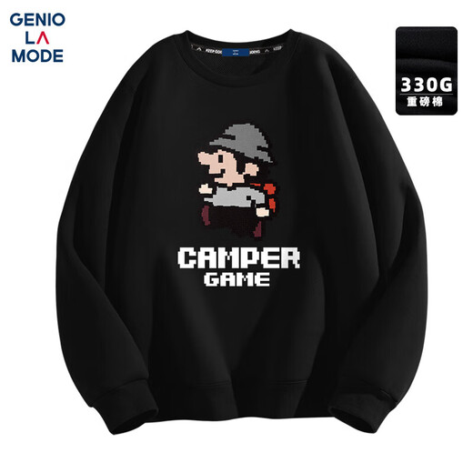 GENIOLAMODE Semir Group Sweater Men's Round Neck Hoodless Fashion Brand Teen Boys Pullover Long Sleeve Top Black 2XL