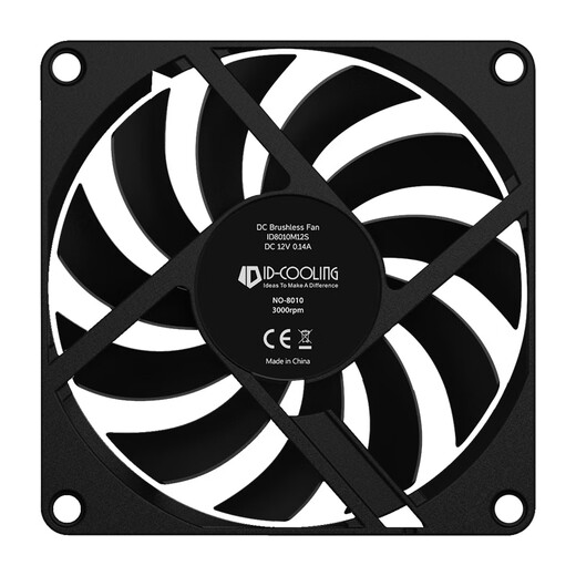 ID-COOLING Ventilador delgado de 8 cm, ventilador de chasis mate, interfaz de 4 pines, control de temperatura PWM, adecuado para ventilador modificado con radiador de computadora push-down ITX NO-8010-PWM