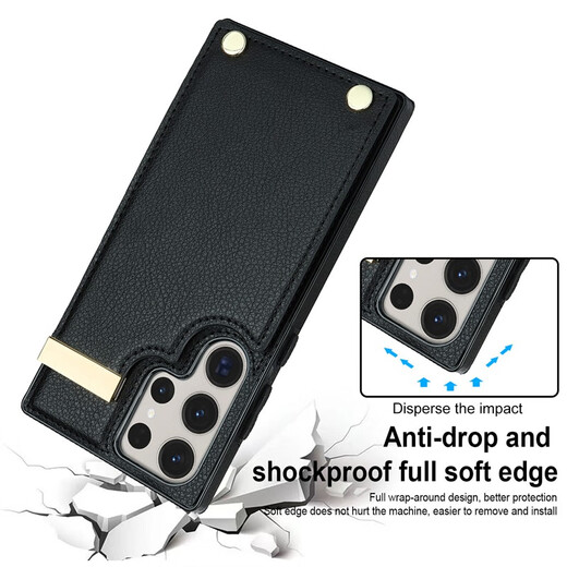 Jinhao is suitable for Samsung s25ultra mobile phone case back card s24/23/22+ wallet button card bag s21FE wallet single bottom note20 protective case full cover organ card black Samsung s23ultra
