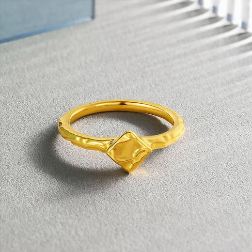 Saturday Fortune (ZLF) Gold Ring Women's Pure Gold 5D Irregular Square Ring CUBES Pricing No. 15-1.39g
