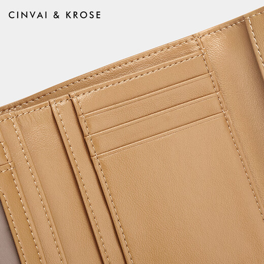Sitio web oficial de Cinvaikrose Small C/K Short Willet for Women Fashion Genuine Leather Small Willet 2025 Nueva billetera de billetera múltiple ultra delgada Color de albaricoque