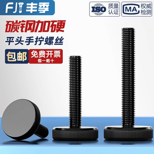Fengshen GB835 Tête plate noire Vis à main folle zinc zinc grande tête vis à main m3M4M5M6M8M10mm M6 * 30 [10 pièces] Fer Noir zinc