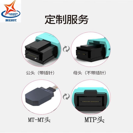 辉宏时代 光纤跳线MPO-MPO/LC/FC8芯12芯24芯OM4万兆多模40G/100G/200G/400G一分四光模块跳纤MTP集束光缆 MPO-LC8芯（OM3） 1米