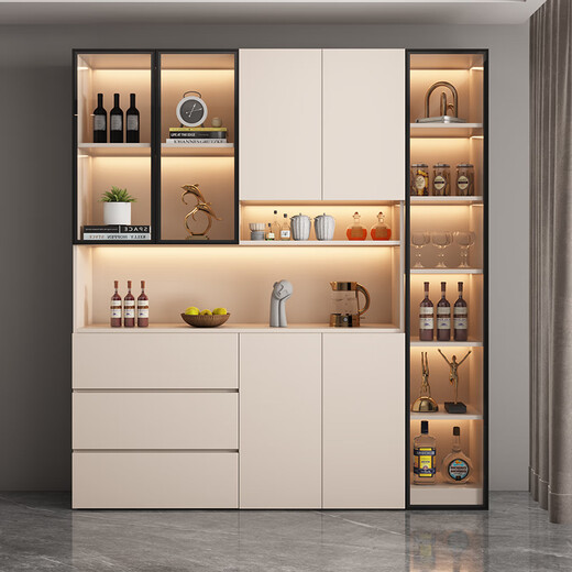
OPPEIN solid wood side cabinet high cabinet modern simple wall integrated dining storage cabinet living room wine cabinet entrance cabinet can be customized style 12240*40*220 solid wood ecological board