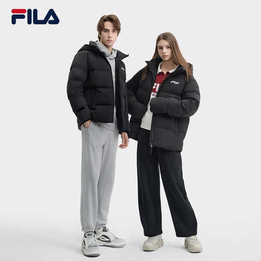 斐乐斐乐官方情侣款羽绒服2024冬新款时尚休闲舒适连帽保暖外套 正黑色-BK 180/100A/XL