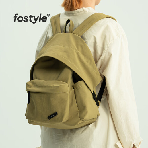 FOSTYLE预售15寸帽檐双肩包Dora版通勤旅游上学户外双肩包书包妈咪包双肩 苔藓绿/15寸