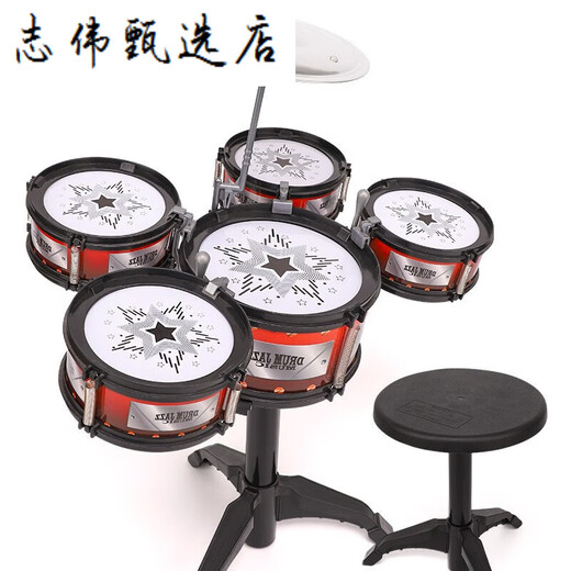 儿童架子鼓爵士鼓音乐玩具打击乐器宝宝早教玩具3-6岁 爵士鼓5鼓+椅