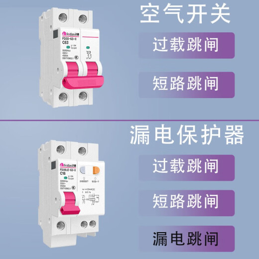 Feidiao air switch 2P1P16A20A32A63A small household single-bipolar circuit breaker electric switch air switch 16A1P