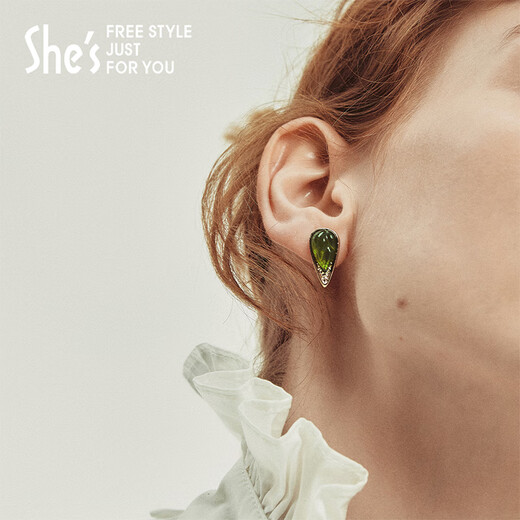 She s Akiko jewelry Rousseau holiday original three-dimensional leaf earrings earrings high-end new earrings birthday gift for women dark green D0