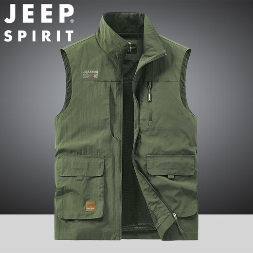 Jeep Spirit Stand-up-Kragenweste für Männer, die Fleece Slim Fit tragen, große Arbeitskleidung Multi-Pocket-Weste mittleren Alters dunkelblau 677A Kurzer Samt plus 2xl