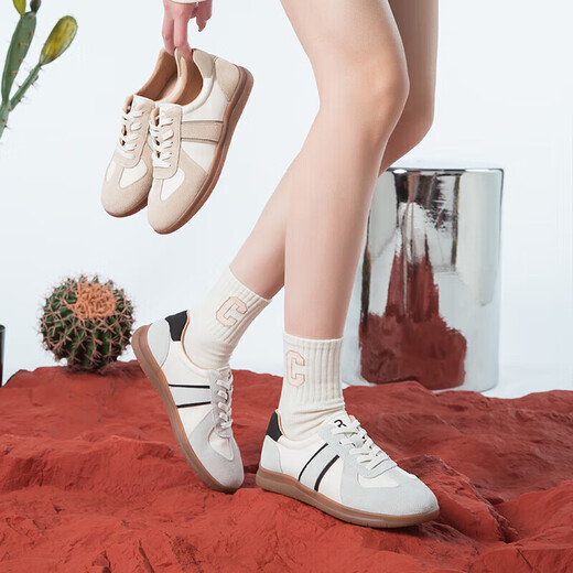 Red Dragonfly Spring and Autumn Women's Shoes Retro Ethical Training Shoes Versatile Casual Color Block Shoes WCB14225 meters/khaki 37