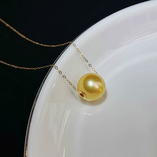 DL 1998 Fat Donglai same style South Sea gold bead pendant natural sea water Philippine quality necklace G18k gold deep gold road 9-10mm small size thick gold