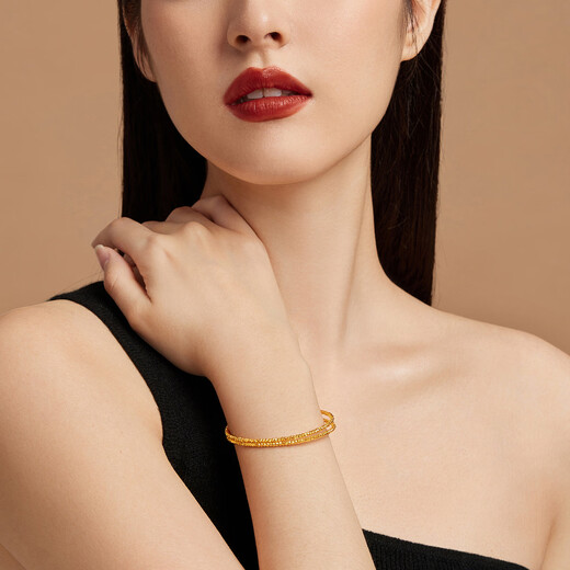 Liufu -Schmuckfuß -Gold -Verband Perlen Gold Elastic Bracelet Hollow Geschenkpreis 013507AA 6,62 Gramm (einschließlich Arbeitskosten 854 Yuan)