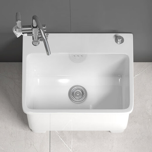 Moen (MOEN) balcony washing mop pool ceramic with faucet hole integrated high foot household bathroom mop pool floor basin trough large 13751X35 console + seating universal single cooling