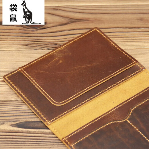 
Kangaroo leather Crazy horse leather men and women passport passport pass card bag card wallet travel business trip [520 gifts] blue