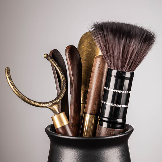 Craftsman's Preface Tea Ceremony Six Gentlemen Ceramic Tea Cylinder Ebony Sauce Tea Needle Teaspoon Pot Pen Tea Clip Tea Accessories Tea Pet <Fang Fu> Tea Ceremony Barrel - Single Barrel