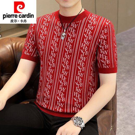 皮尔卡丹（pierre cardin）半高领毛衣男士短袖针织衫新款秋冬季加厚打底衫男款保暖半袖t恤 1105咖色 M 90-110斤