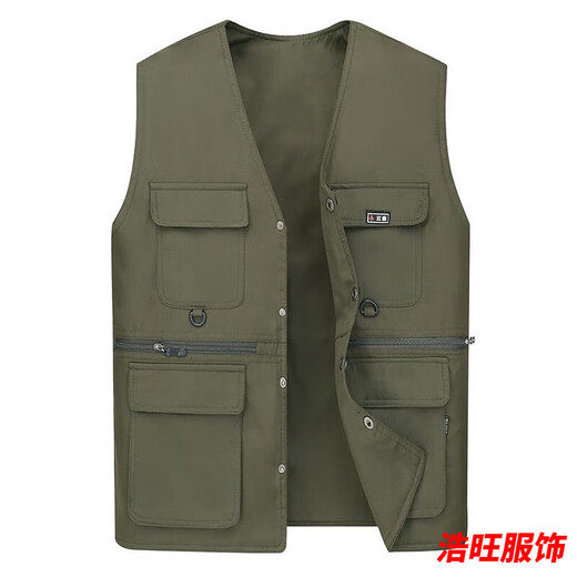 Mouth-turning spring and autumn dad wear outdoor multi-pocket vest breathable middle-aged and elderly vest waistcoat men's fishing photography vest men black size 2/style medium size weight 120-150