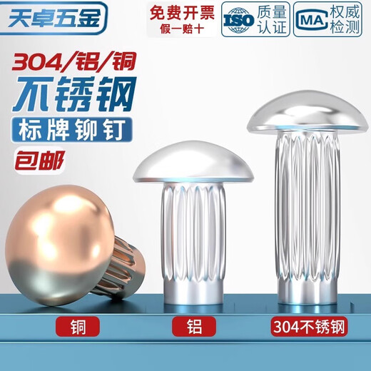 Tianzhuo Hardware GB827 stainless steel 304 sign rivets aluminum knurled nameplate copper trademark solid rivets M2M2.5M3M4M5mm M2*6 300 pieces copper