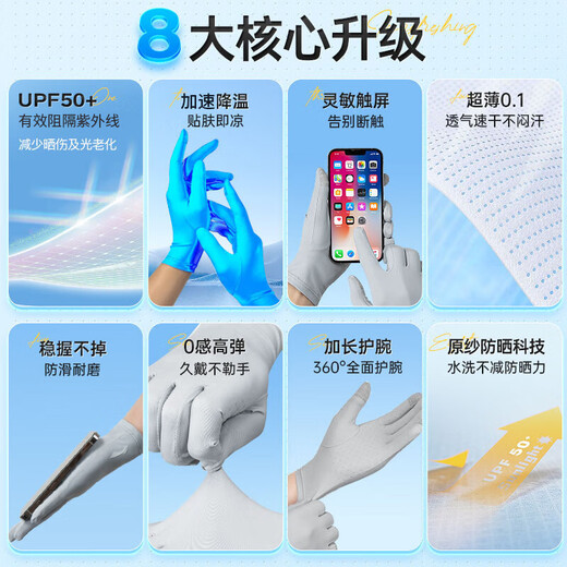 李宁（LI-NING）骑行手套防晒手套男夏季女冰丝薄款户外自行车触屏手套防蚊