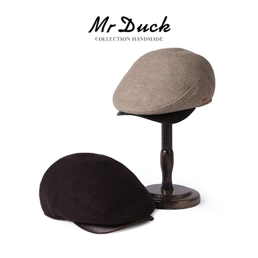 Mr DUCK limited edition British Marling&Evans lambskin cap men's winter high-end forward hat warm taupe (100% merino lambswool)-MW461101 L (58-59cm)