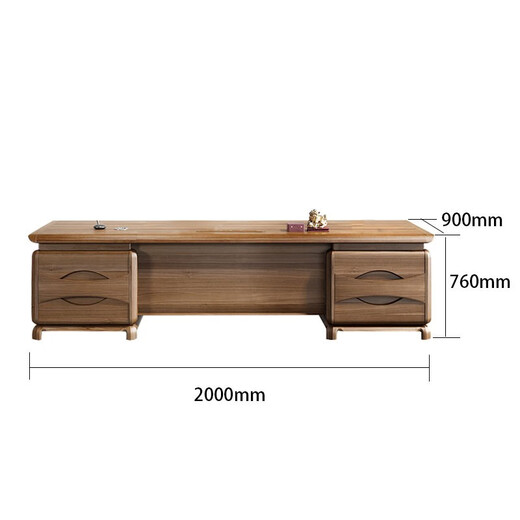 CUNOHVRG New Chinese Style Atmosphere Solid Wood Boss Desk President Desk Manager Desk Executive Desk Walnut Simple Office Desk and Chair Combination 2m Desk
