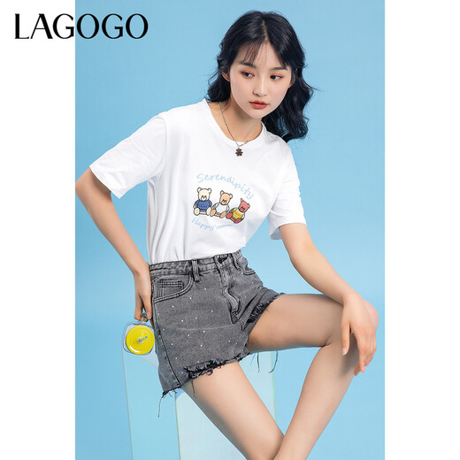 Lagogo Lagu Summer New Women's Denim Shorts décontractés High Taist Slimnming Hot Pants Women's Design Send Grey (R2) 155 / S / 36