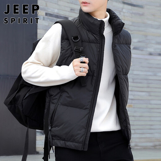 JEEP SPIRIT Jeep Down Vest Men's Jacket Autumn and Winter Waistcoat Lightweight Warm Sleeveless Stand Collar Men's Clothing