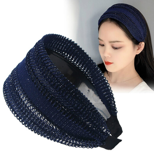 Meng Junchen headband hair accessory simple wide-brimmed toothed anti-slip hairpin hollow white-covering hairband for women black