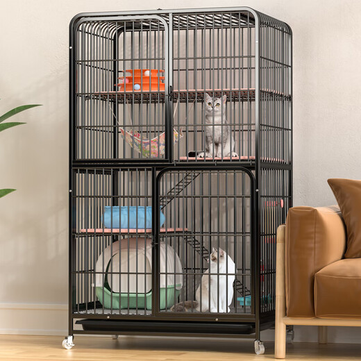 Mascota de cola [cabello liso de la fuente] jaula de gato gato villa gato nido jaula gato de gran tamaño en negrita tubo cuadrado gato gato casa jaula de mascota