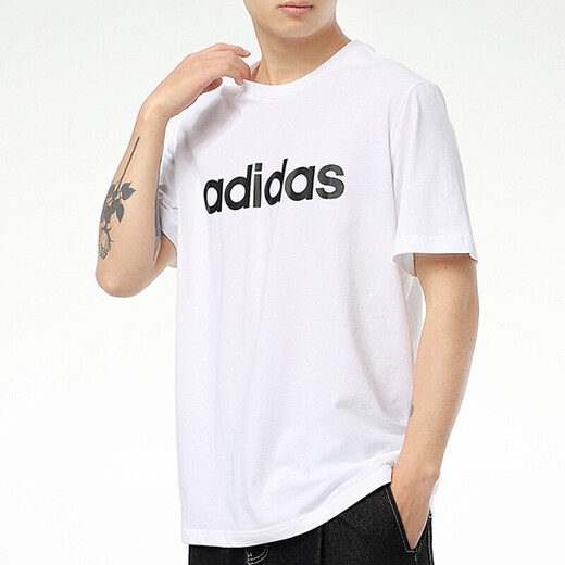 
Adidas short-sleeved men 2025 summer fashion trend casual breathable fitness training round neck half-sleeved sports T-shirt men GP4885/small logo/white XL