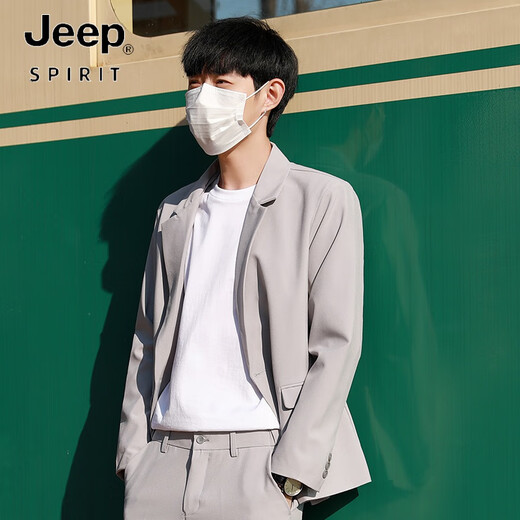 JEEP SPIRIT suit suit for men, light and mature style, trendy, thin, slim, versatile, casual suit, Korean style handsome suit jacket for men, light gray suit, single piece, loose M 100-115Jin Jin is equal to 0.5 kg