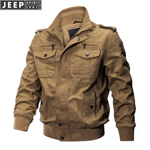 吉普（JEEP） 2025休闲百搭秋冬季男士工装夹克飞行员外套户外大码水洗立领肩 9930黑色 薄款 2XL 150-165斤 建议