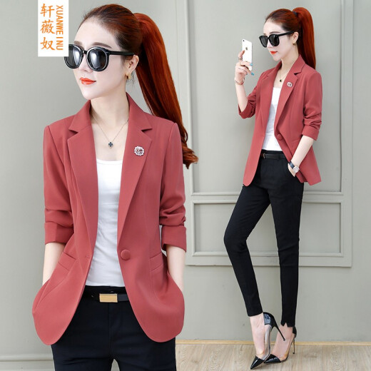 Xuanweinu short blazer women's spring and autumn Korean version 2021 new women's fashion slim small Internet celebrity large size solid color professional OL suit female X2181 picture color M