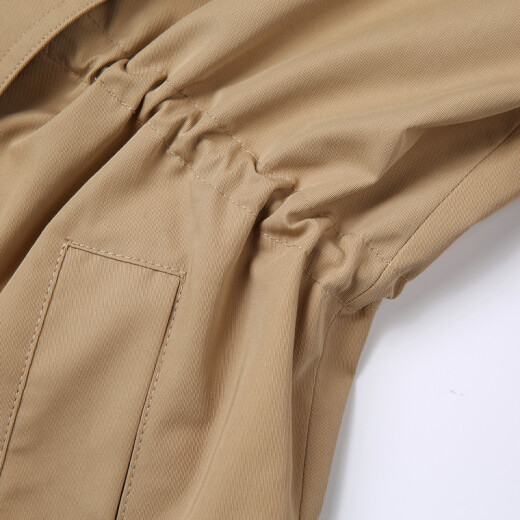 betu Baitu women's windbreaker for women's spring new lapel waist versatile mid-length jacket jd2101T36 khaki L
