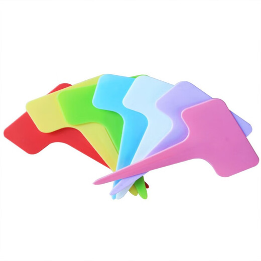 Thickened plastic T-shaped flower brand gardening potted small label insert card succulent identification card one-word label ring buckle label green 100 sheets